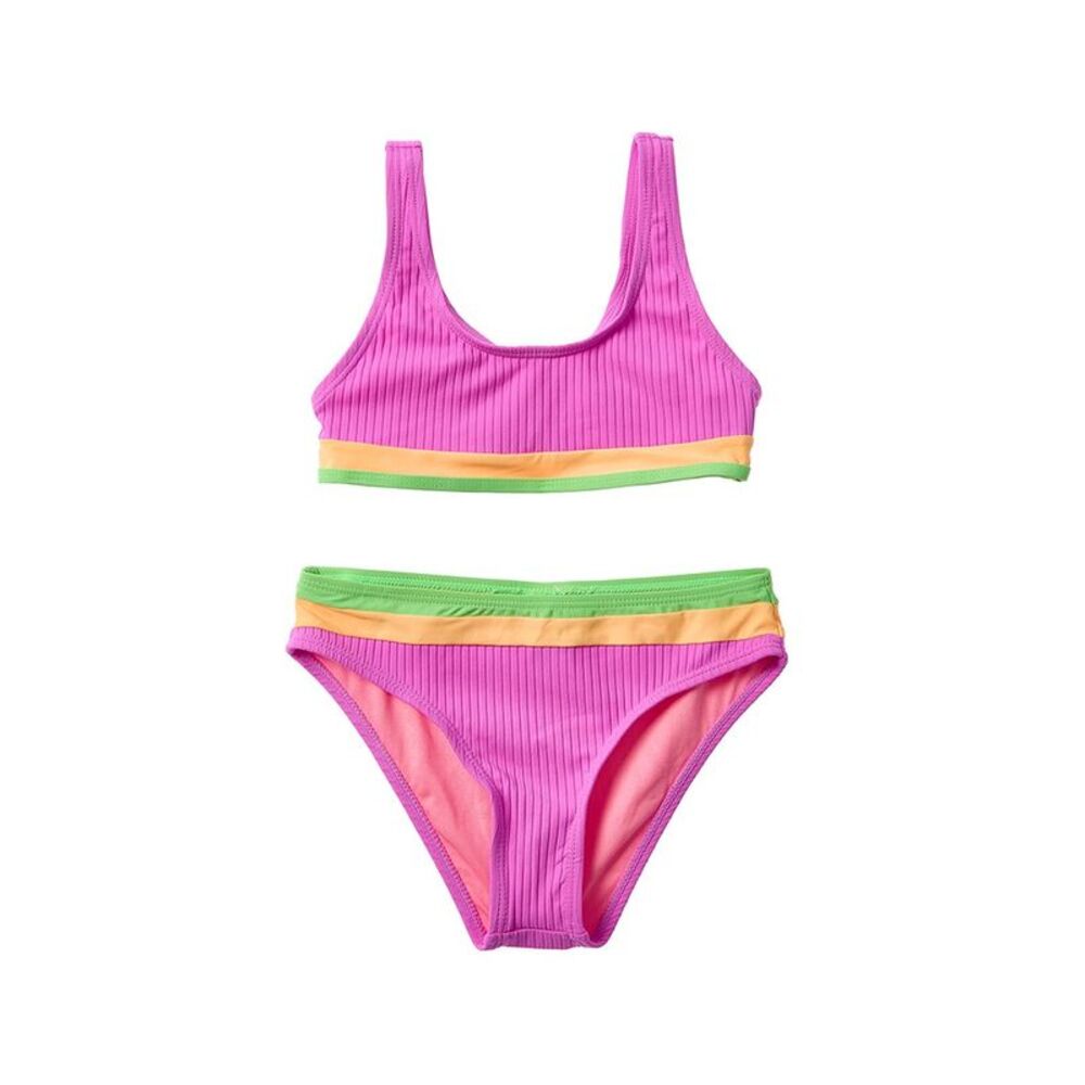 Beach Lingo Girls  2Pc Rem Cup Colorblock Bralette & Hipster Bottom Set, Pink